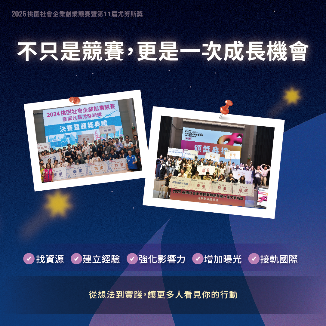 2026桃園社會企業創業競賽暨第11屆尤努斯獎【 懶人包一次看 】